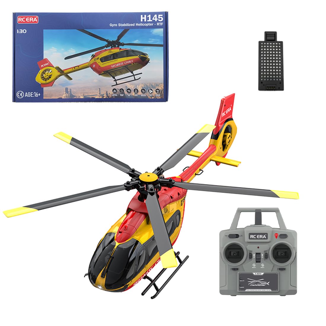 TENIREALX RC ERA C190 RC Helicopter for Adults & Beginners, 1/30 Scale 6CH Single-Rotor Flying Aircraft with 6 axis Gyro, Dual Brushless Motors & Optical Flow Positioning- RTF / 1 Battery