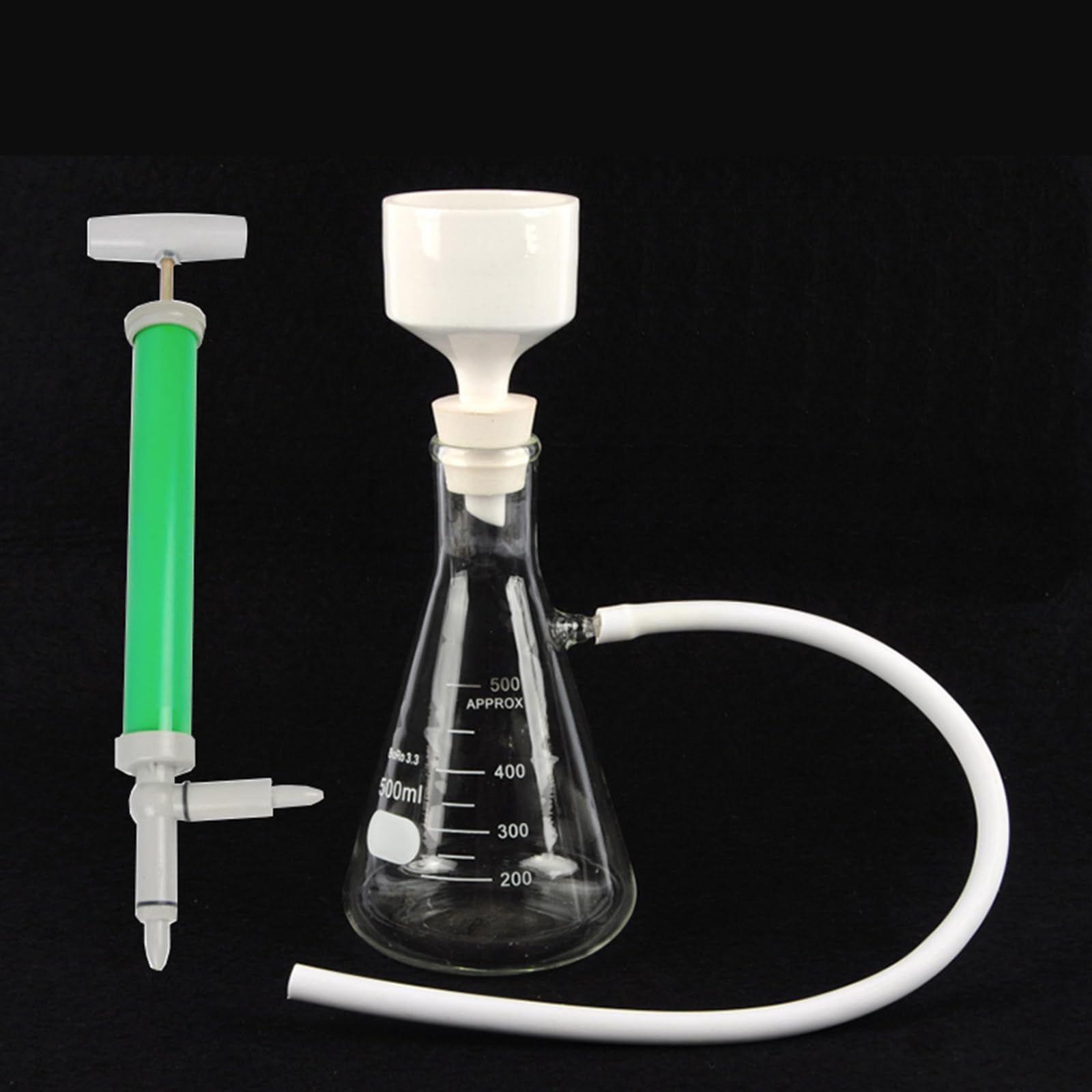 Apparecchio per Filtraggio Sottovuoto, 250/500/1000ml, Pallone Filtrante con Imbuto E Pompa, Kit di Filtraggio per Aspirazione in Vetro, Esperimento Fisico 1000ml