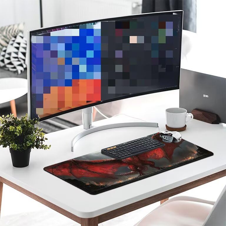 Tappetino Mouse Gaming XXL 1600 x 800 mm Tappetino Antiscivolo Sottomano Da Scrivania Per Mouse e Tastiera, Con Base In Gomma Antiscivolo, Lavabile, Mouse Pad dinosauri, Regalo per Uomo L-639