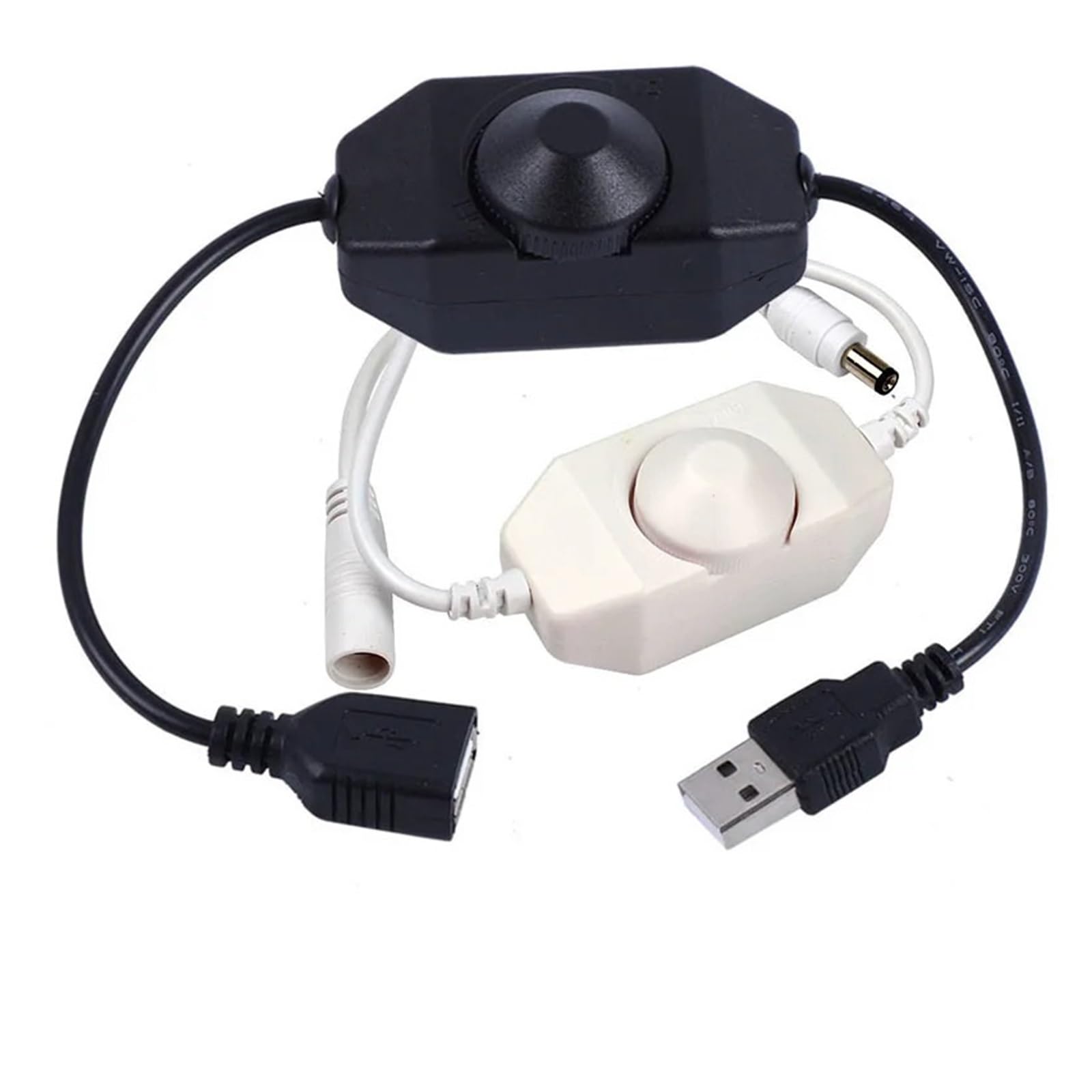 Pokrętło USB LED ściemniacz z włączaniem/wyłączaniem DC 12 V wstążka regulacja jasności przełącznik kontrolera światło złącze wentylatora (A czarny)