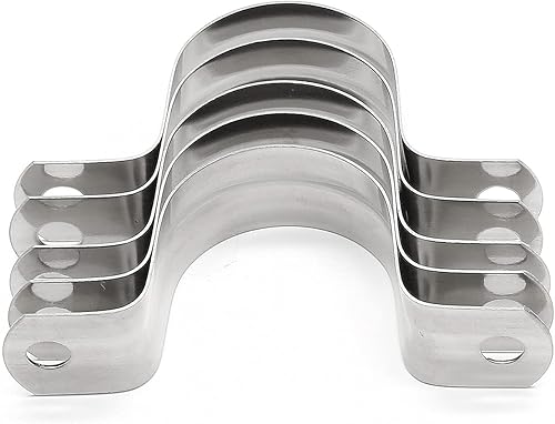 Miniatura 5 de 16 abrazaderas de conducto de acero inoxidable de 1-916 pulgadas, correa de dos agujeros, soporte en U, correa de tubo rígida, abrazadera de metal