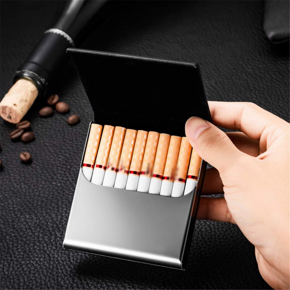 Portasigarette da uomo king size nero – in pelle leggera e sottile nero marrone 70 mm, 84 mm – Portasigarette con incisione