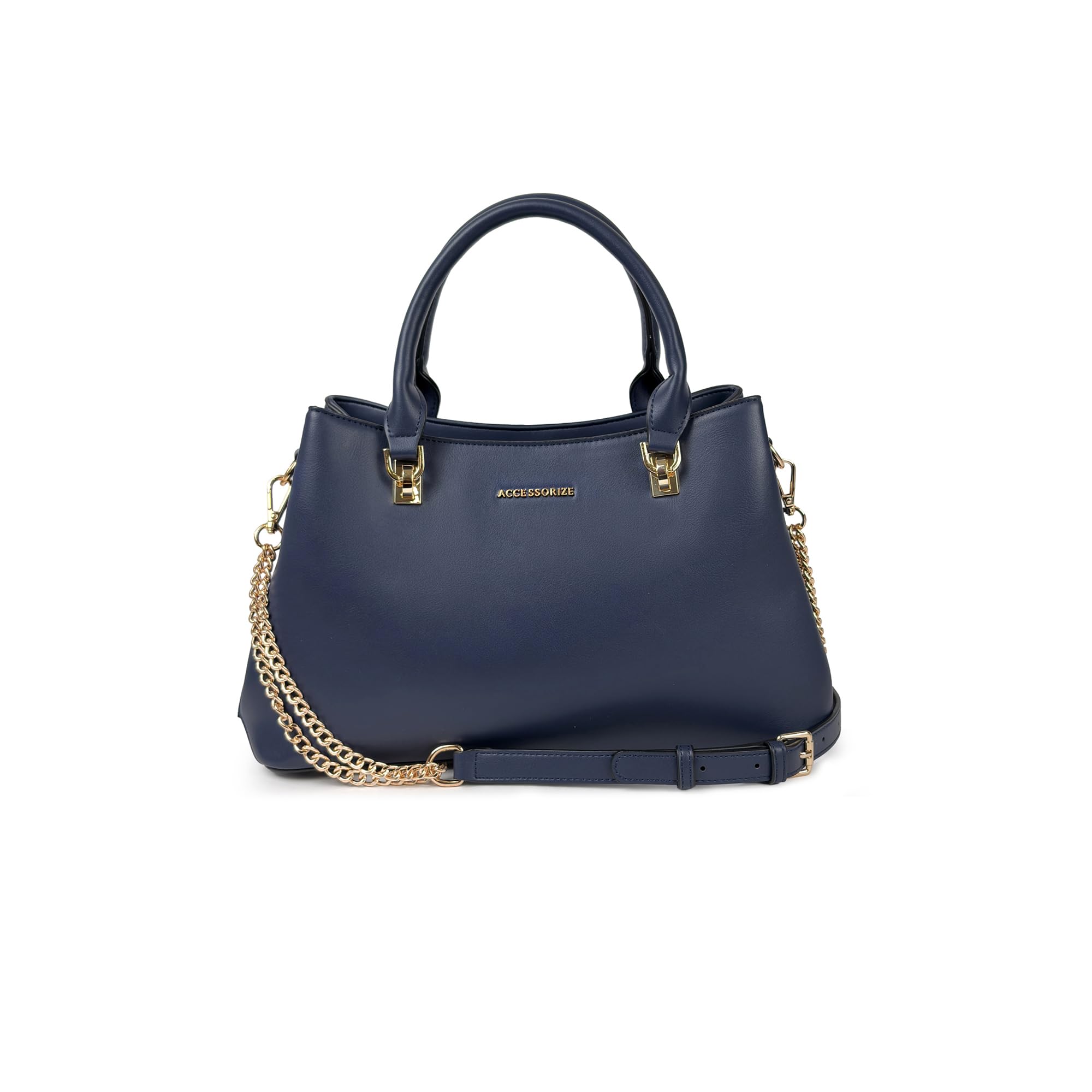 London Women's Tova Satchel Bag | Structured Faux Leather Handbag with Chain Detail & Sling Strap | Elegant Day-to-Evening Bag-image-31