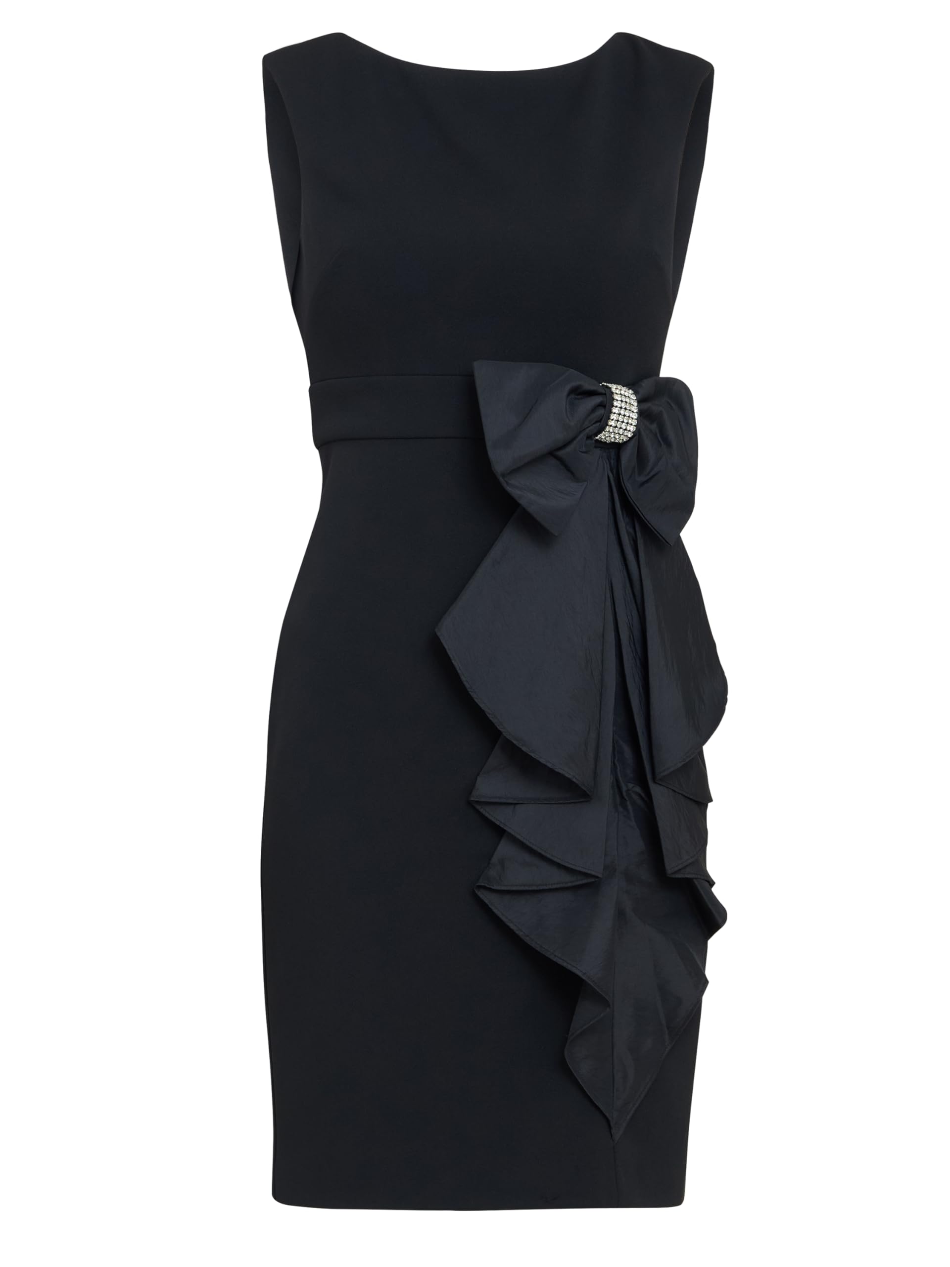 Gina Bacconi Women's Crepe Taffeta Bow Dress Cocktail, Black, 20