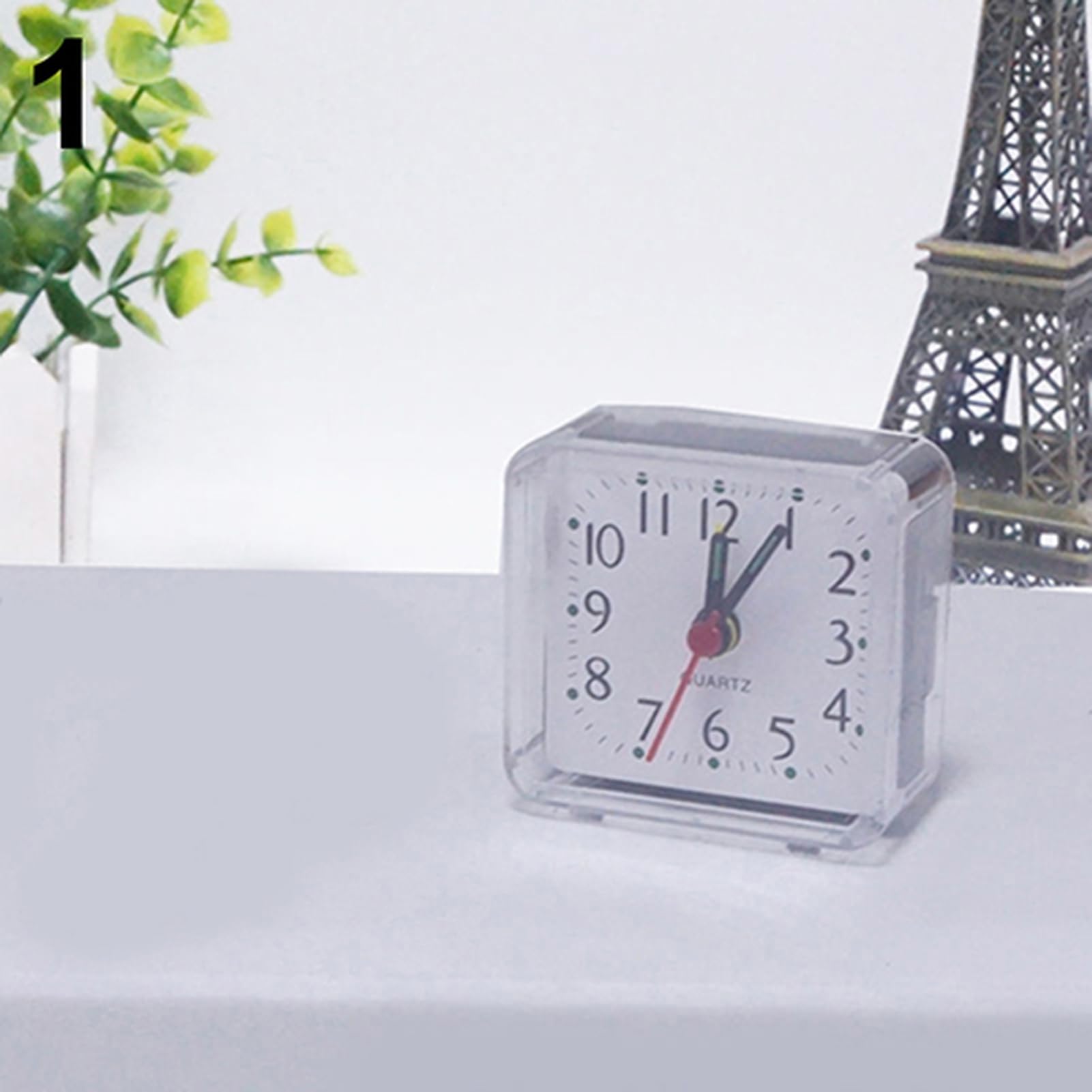ulafbwur Clock Bed Travel Mini Portable Compact Square Quartz Beep Table Silent Alarm Clock