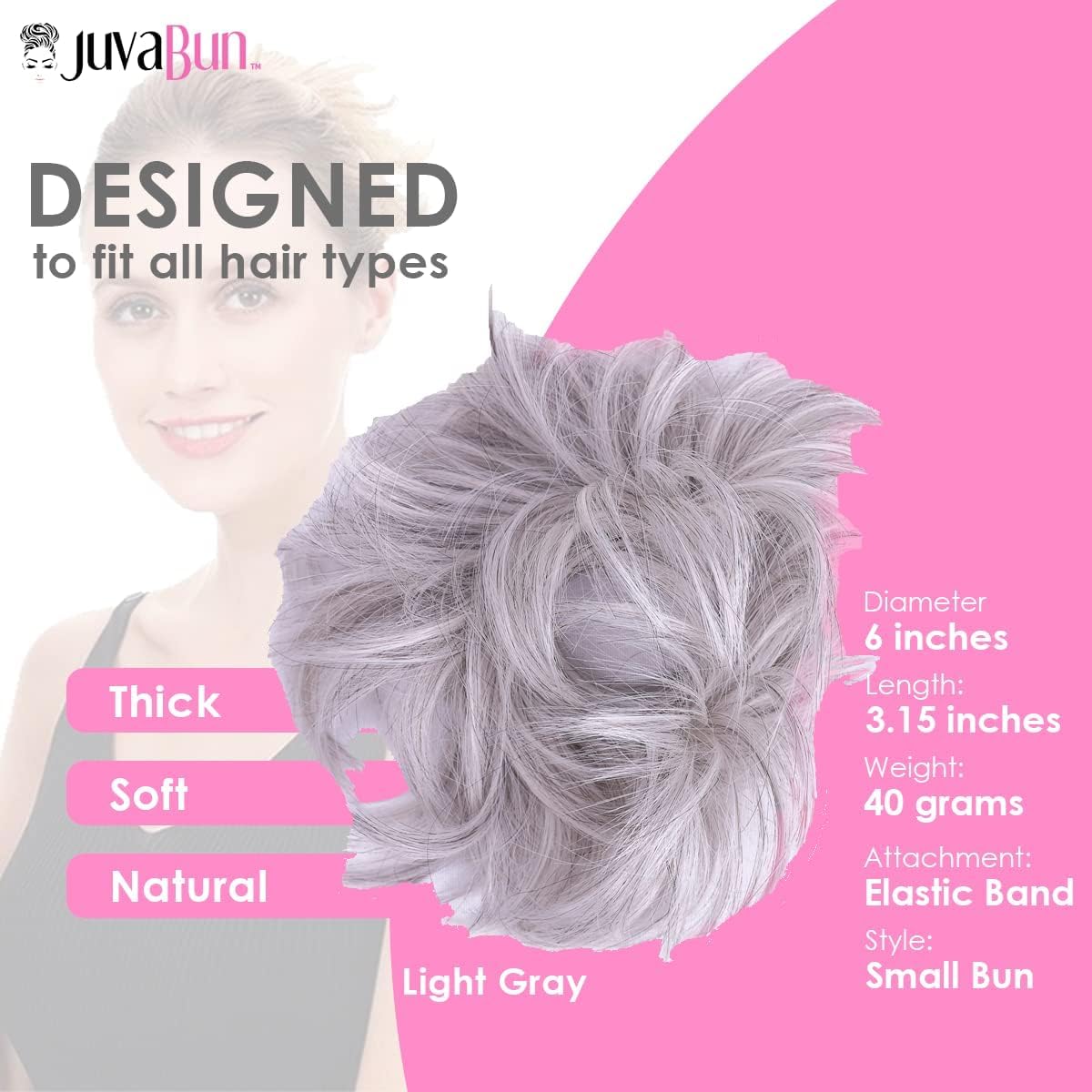 pink grey blunt tipped messy bun wig Adult Pink Black Wig Two Double Buns for Cosplay Melanie  main image 2