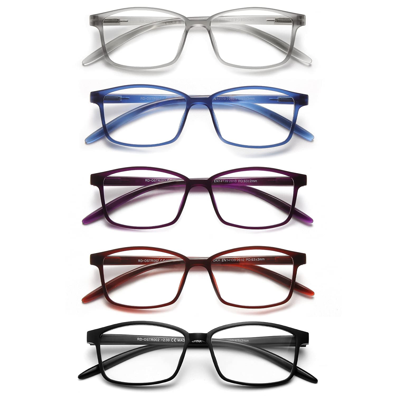 OKH Gafas de lectura Lectores de marco cuadrado TR90 Lectores Bloqueo de Luz Azul Spring Bisas Diseño para hombres y mujeres