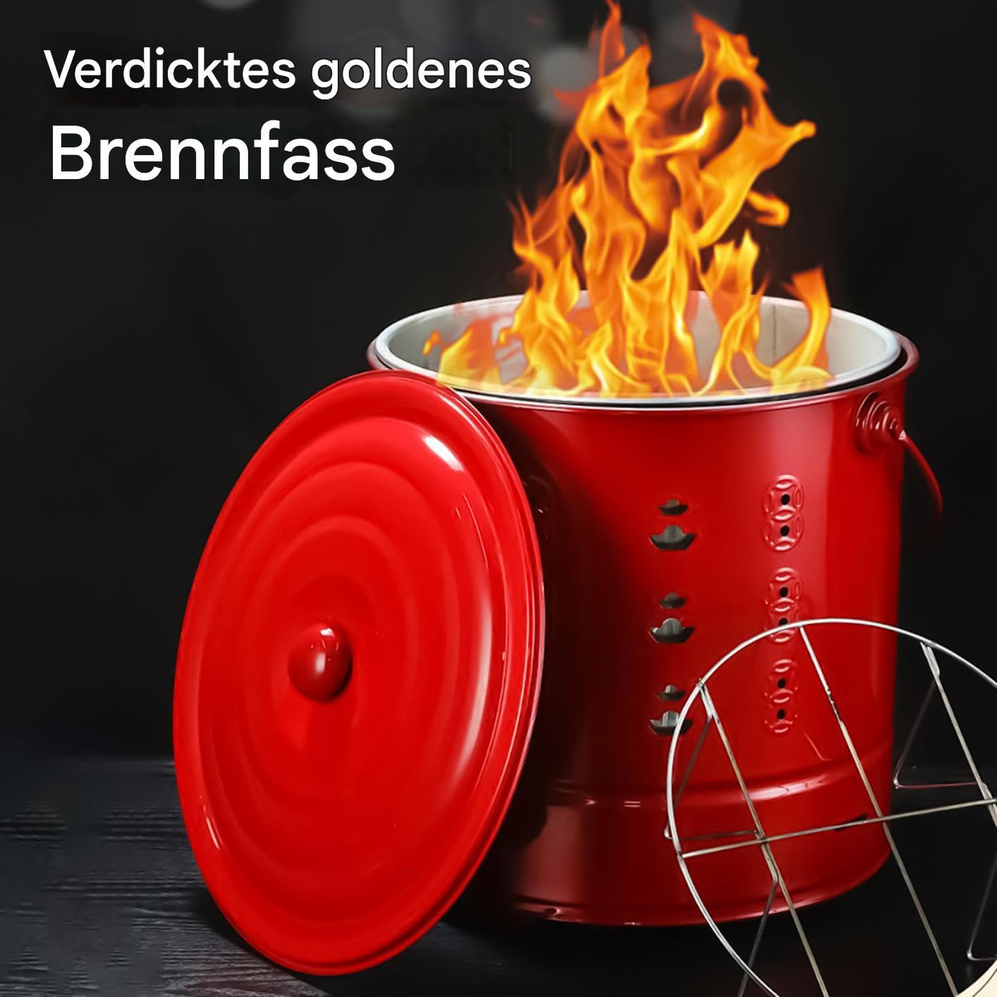 Brennfass - Edelstahl-Papiermülleimer Mit Deckel | Hitzebeständiger Brenner Für Gartenkamin Gartenabfälle