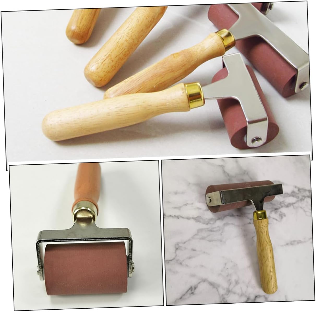 Printmaking Rubber Ink Roller with Wooden Handle, Portable