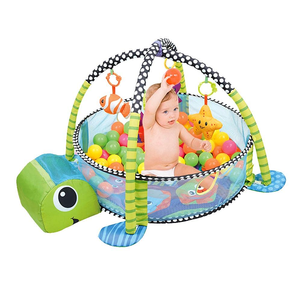 Estera Multifuncional para Actividades de Gimnasio para Bebés con Bolas Oceánicas para el Desarrollo de Habilidades Motoras (Tortuga)
