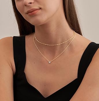 アクセサリー Octi Layered  Pendant Necklace Gold Necklace, Dainty Gold Layered Gold Plated Diamond