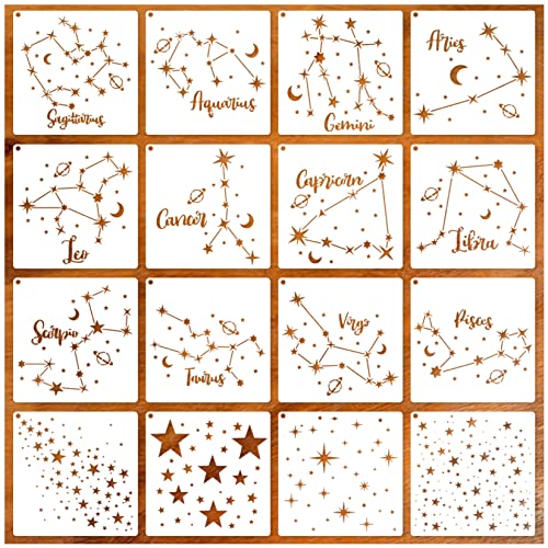 Keluna Star Stencils For Wall Decor - 16 Pcs Reusable Star Moon Zod