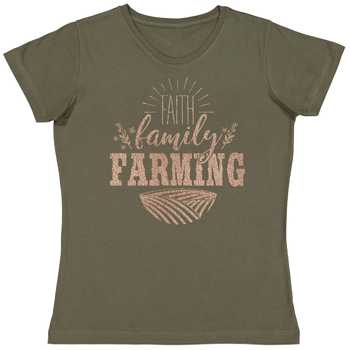 John Deere Faith Family Farm T-shirt z dekoltem w kształcie litery U