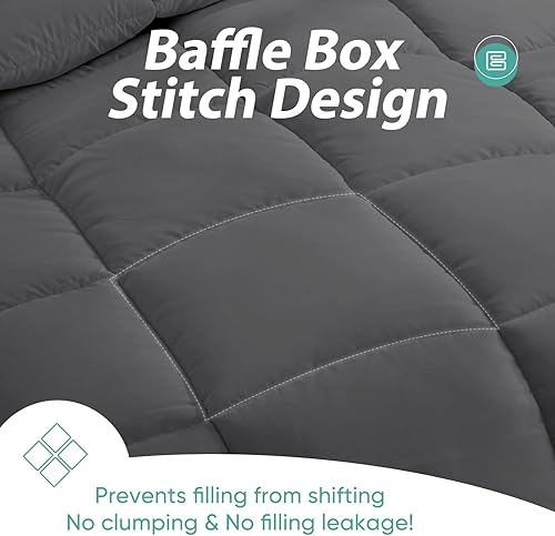 Miniatura 4 de Minoroty Relleno de edredón Queen  Edredón acolchado alternativo para todas las estaciones, tamaño Queen con pestañas en las esquinas, lavable a
