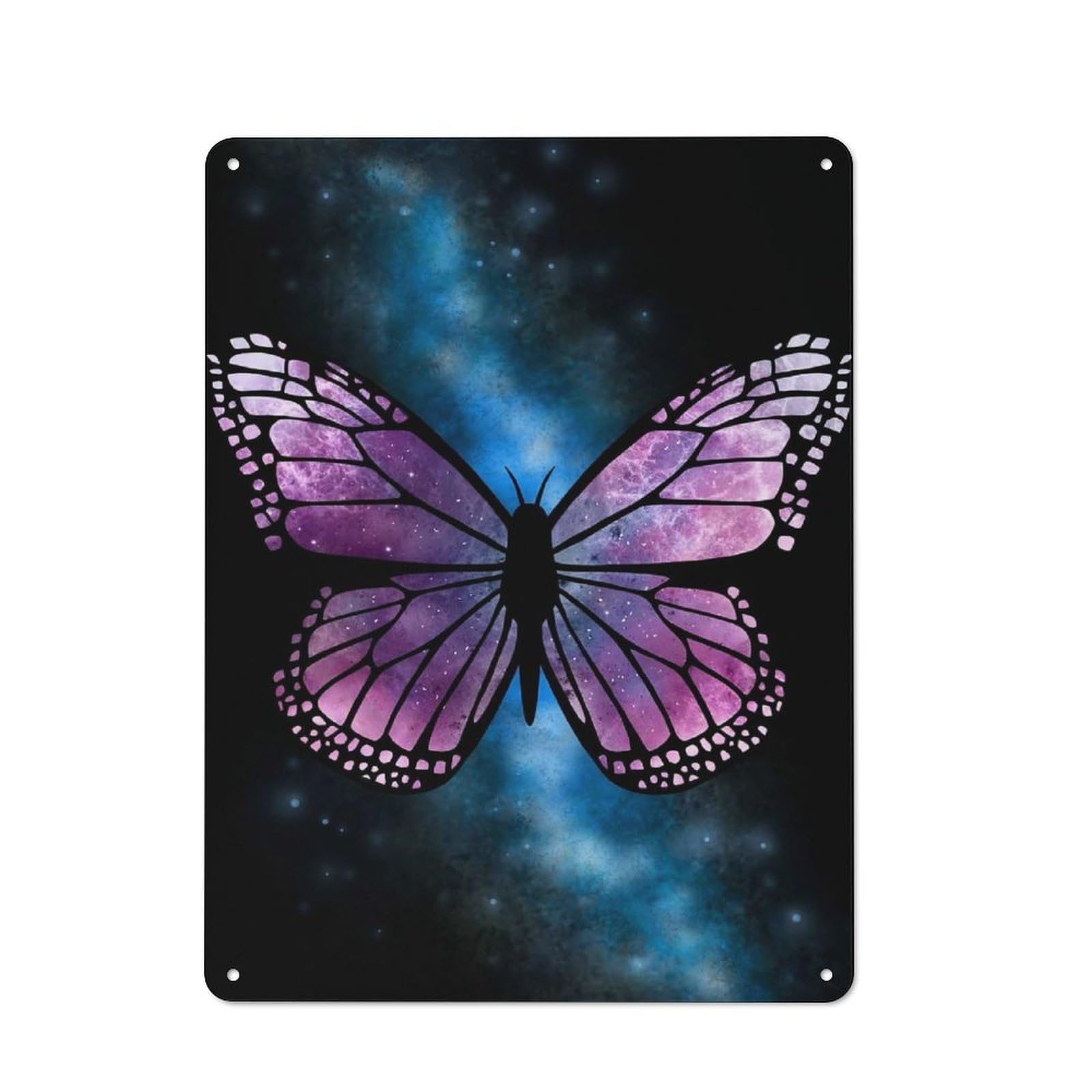 Vintage Tin Wall Sign 40x30cm Featuring Cosmic Butterfly, Room Wall Plaque for Flat, Dorm Room, Lounge Or Cafe