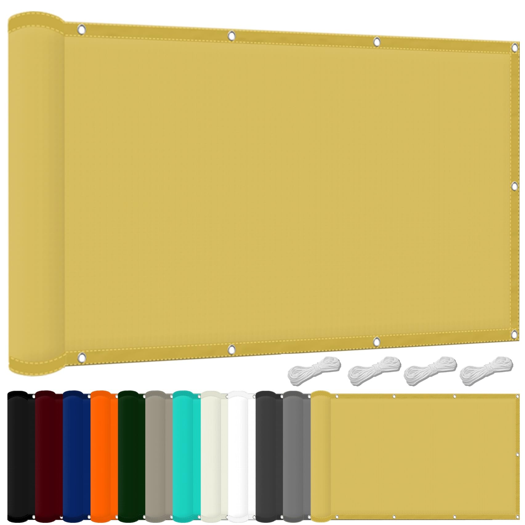 Żagiel Przeciwsłoneczny 200 x 220 cm 98% Odporności Na Promieniowanie Uv, Wiatroszczelność, Wodoodporność, Tkanina Przeciwsłoneczna, Osłona, Na Taras, Balkon, Ogrodu, Piaskowy żółty