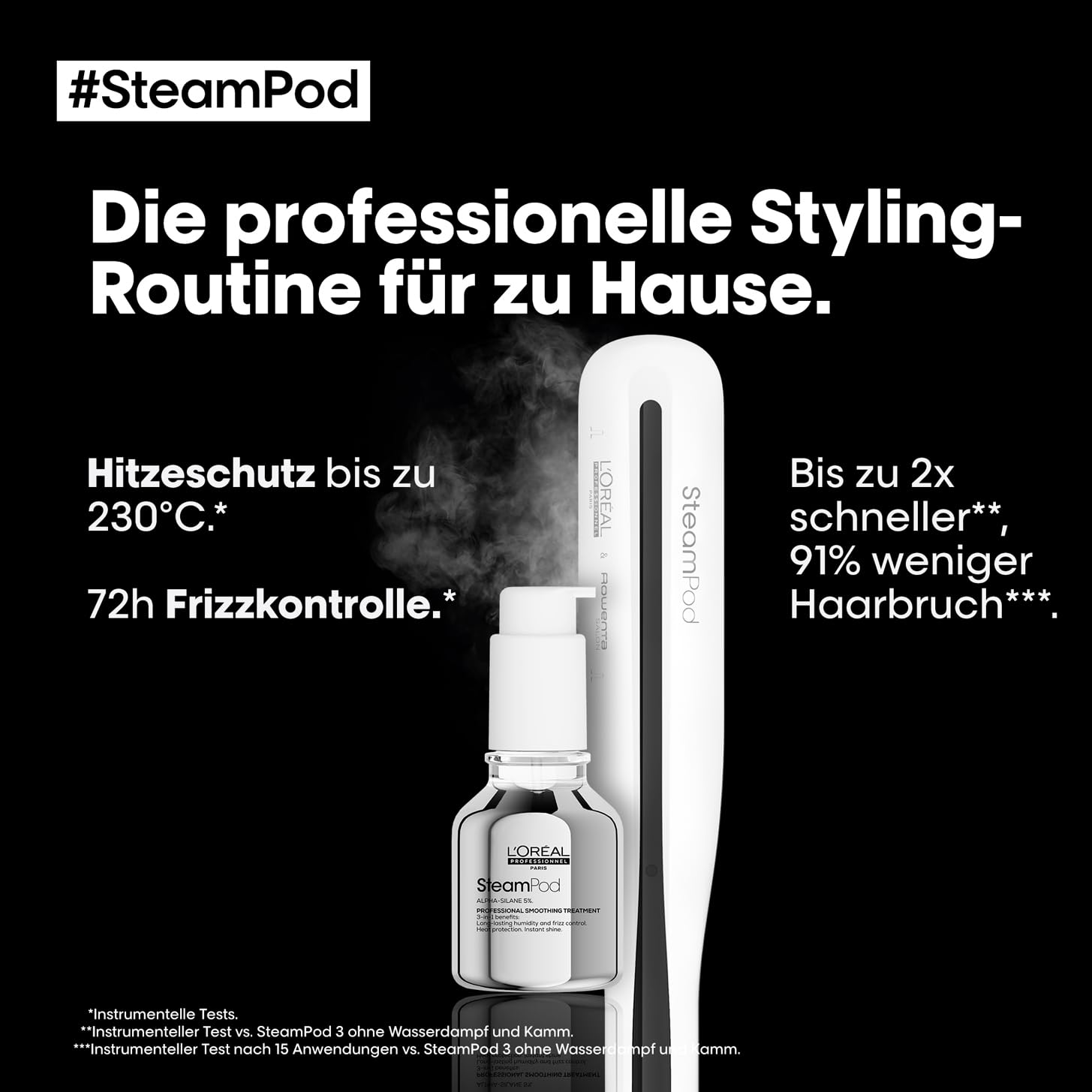 L'Oréal Professionnel Pflegeset mit SteamPod 3, All-in-One-Dampfstyler mit Case und SteamPod Glättungskonzentrat (50 ml) für Schutz vor Hitze bis 230°C und hoher Luftfeuchtigkeit, Für alle Haartypen
