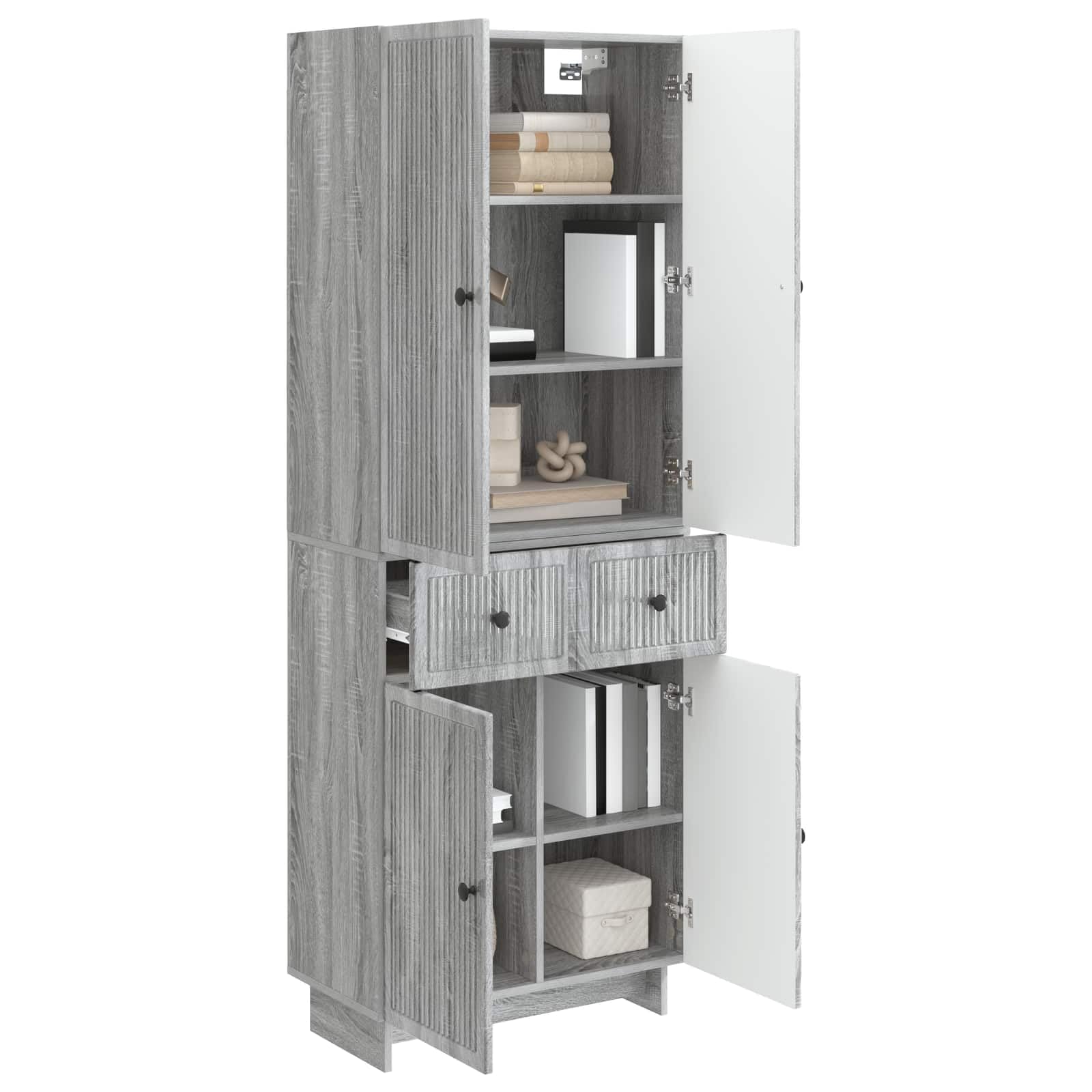 2-częściowy zestaw szaf z materiału drewnopochodnego, do ogrodu, na balkon, taras, z uchwytem ściennym 66 x 34,5 x 90 cm i miejscem do przechowywania, odporna na warunki atmosferyczne