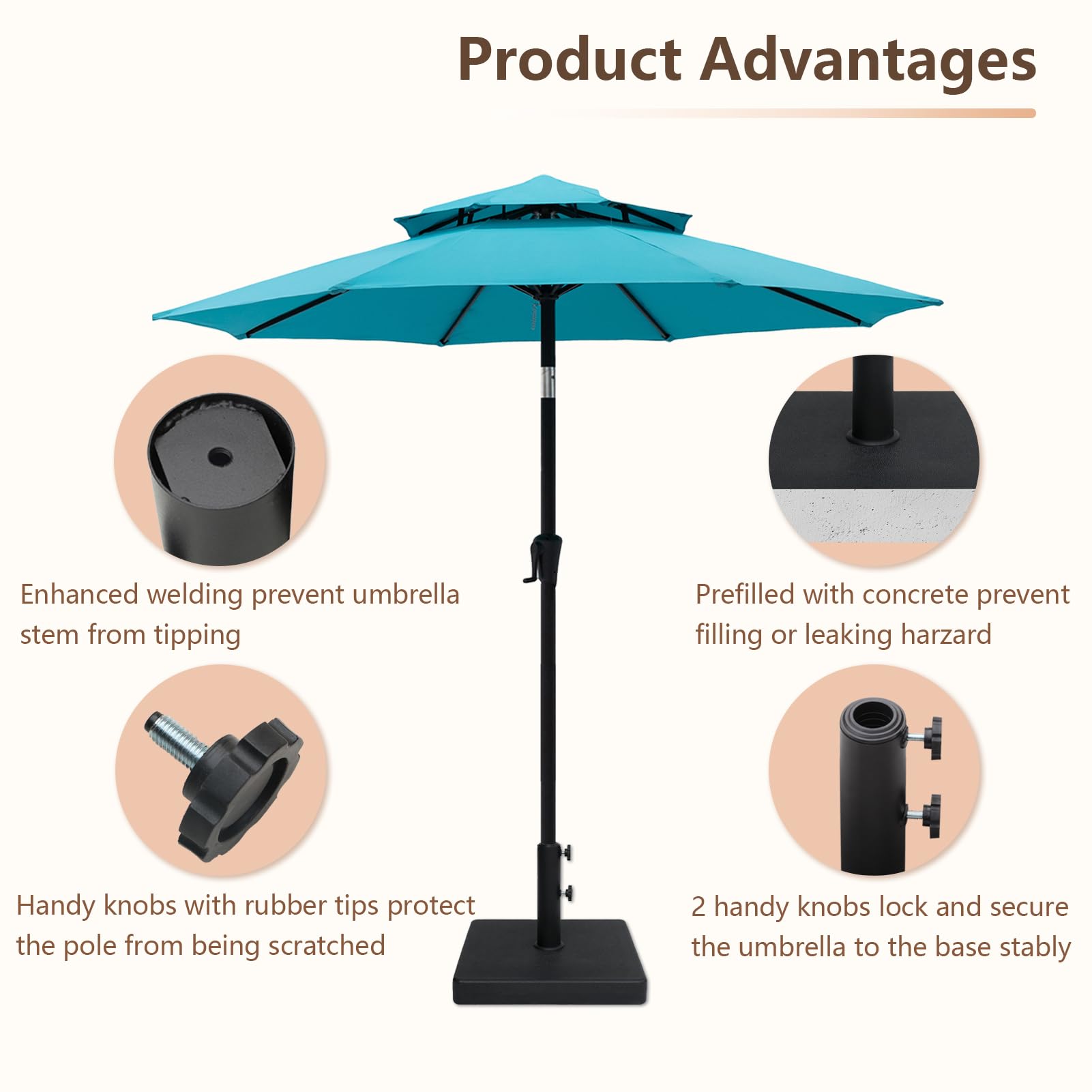 C-Hopetree 20 kg Heavy Duty Patio Garden Parasol Base Stand for Outdoor Market Table Umbrella Square, Black - Image 5