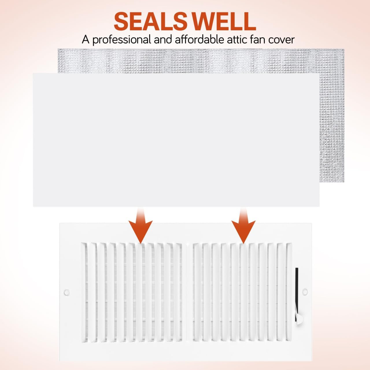 Attic Fan Cover, Whole House Insulation Cover for Vents with Adhesive Veclro Strips, Attic Door Insulation for Ceiling Fan Vent Shutter, Fits Up to 50.78 x 50.78 inch (129 x 129cm)