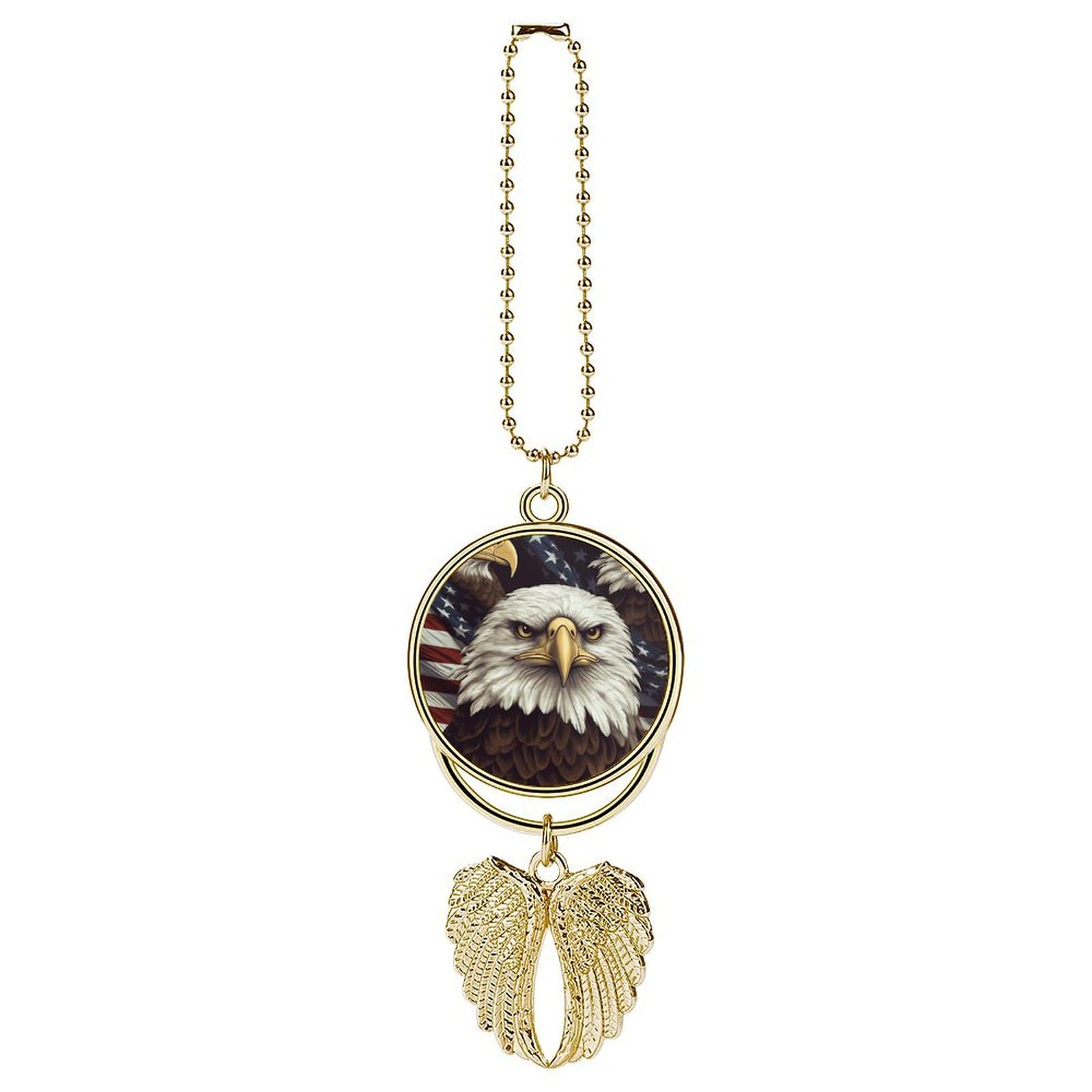 Bald Eagle Car Pendant Personalized Car Hanging Ornament Auto Rear View Mirror Hanging Decoration Accessories Metal Cars Interior Ornament for Most Cars Truck SUV