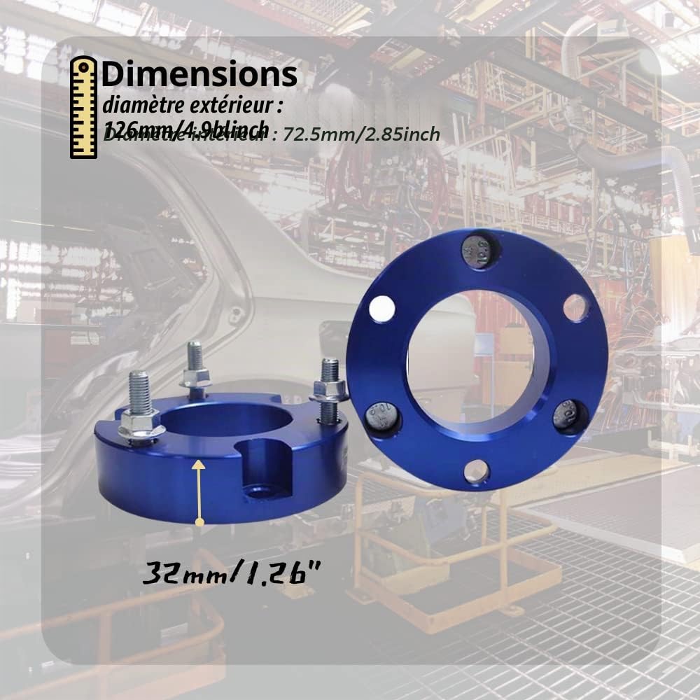 JINGLING 32MM Suspension avant 51MM Blocs de Suspension arrière Kits de levage pour Hilux Vigo 2004-2019 Kit UBolt Raise Adapter Strut Spring (avant et arrière)