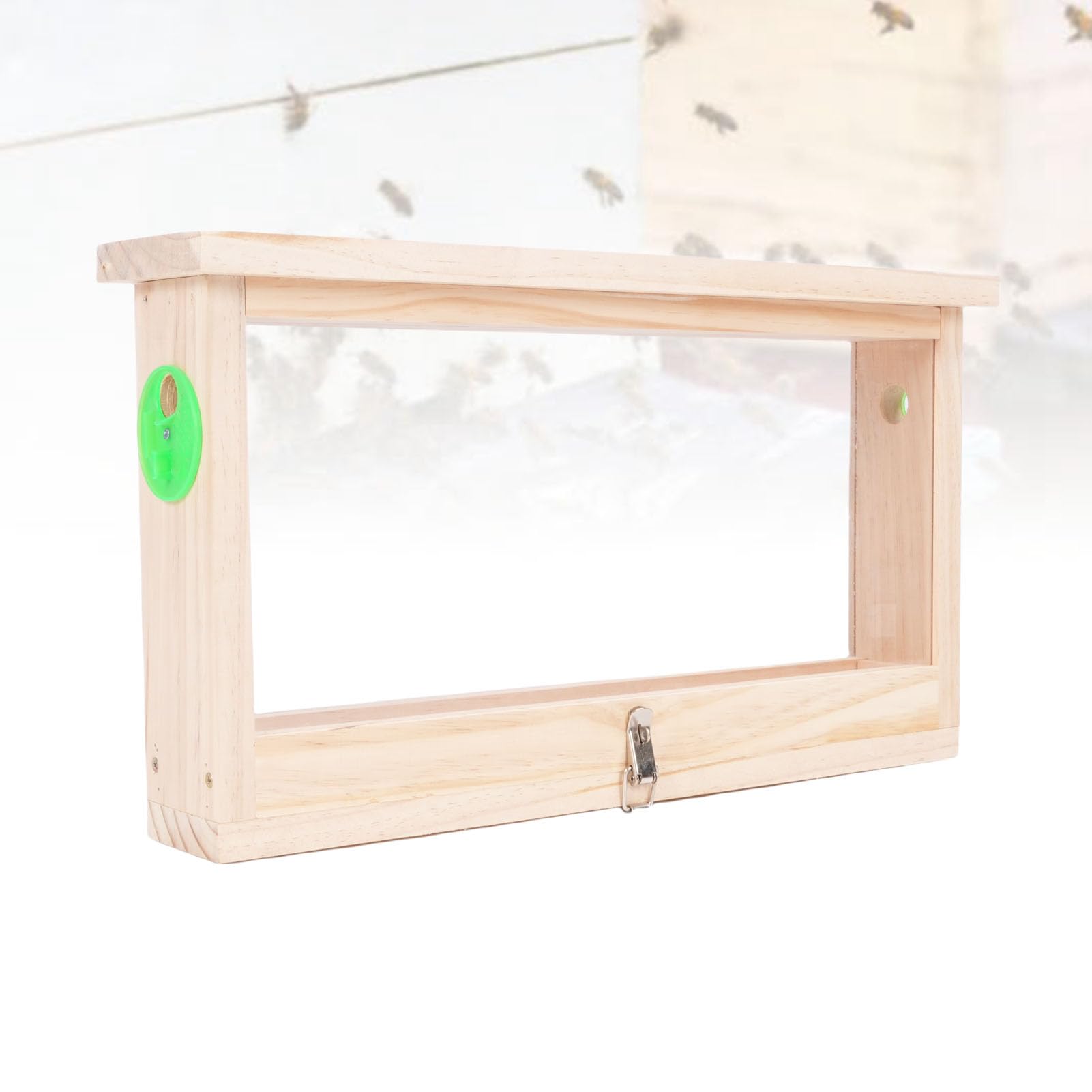Generic Scatola di Osservazione per l'allevamento di Api, Tavola Acrilica su Entrambi i Lati Alveare in Legno Cornici per Alveare con Prese d'aria, Forniture per l'apicoltura, 21,7x12,4x4,8 Pollici