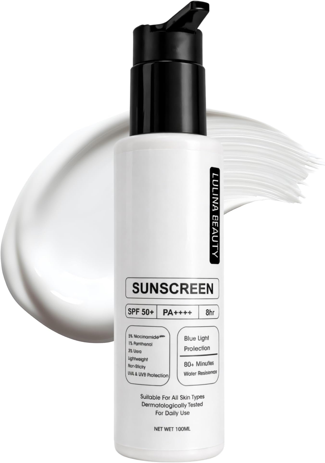 Korean Sunscreen SPF 50+ PA++++ | Niacinamide UVA/UVB Protection | 80+ Min Water Resistant | No White Cast | Lightweight Korean Skincare | For All Skin Types | 100g