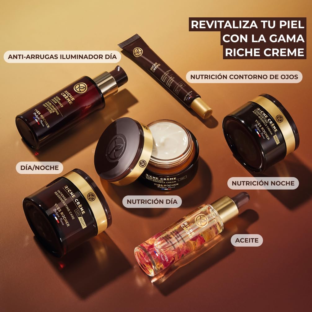 Yves Rocher RICHE CRÈME - Crema Facial de Noche Antiarrugas - Cuidado Nocturno Anti Edad para Mujeres - Con Aceite de 1000 Rosas para una Regeneración Celular Intensa - 50ml