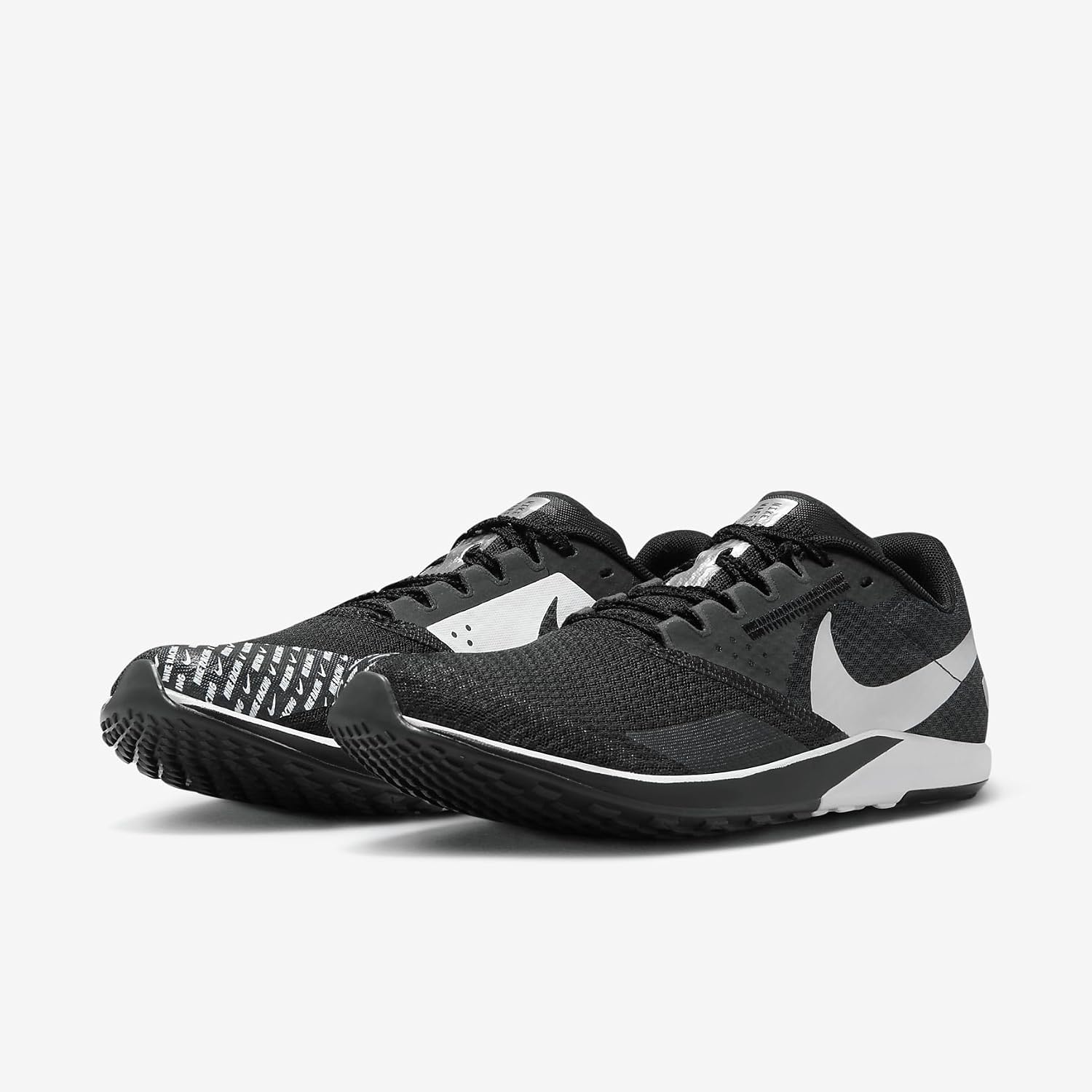 Nike Rival Waffle 6 Road and Cross-Country Racing Shoes (DX7998-001, Black/Dark Smoke Grey/White/Metallic Silver) Size 2