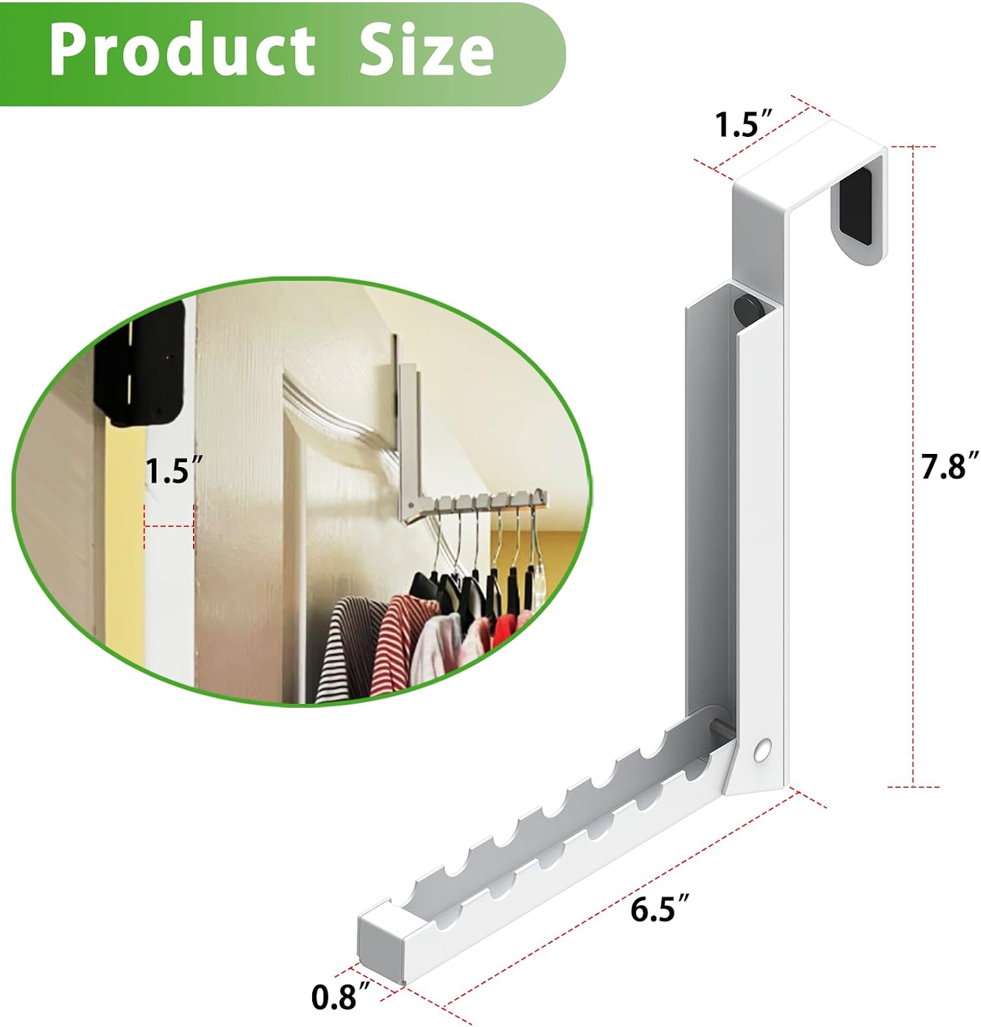 2 Pcs Over The Door Hooks Hanger,Over The Door Organizer Racks, Collapsible Folding Over Door Clothes Drying Laundry Hooks for Hanging Clothes,Over Door Storage Hangers for Bedroom Bathroom (White) image 2