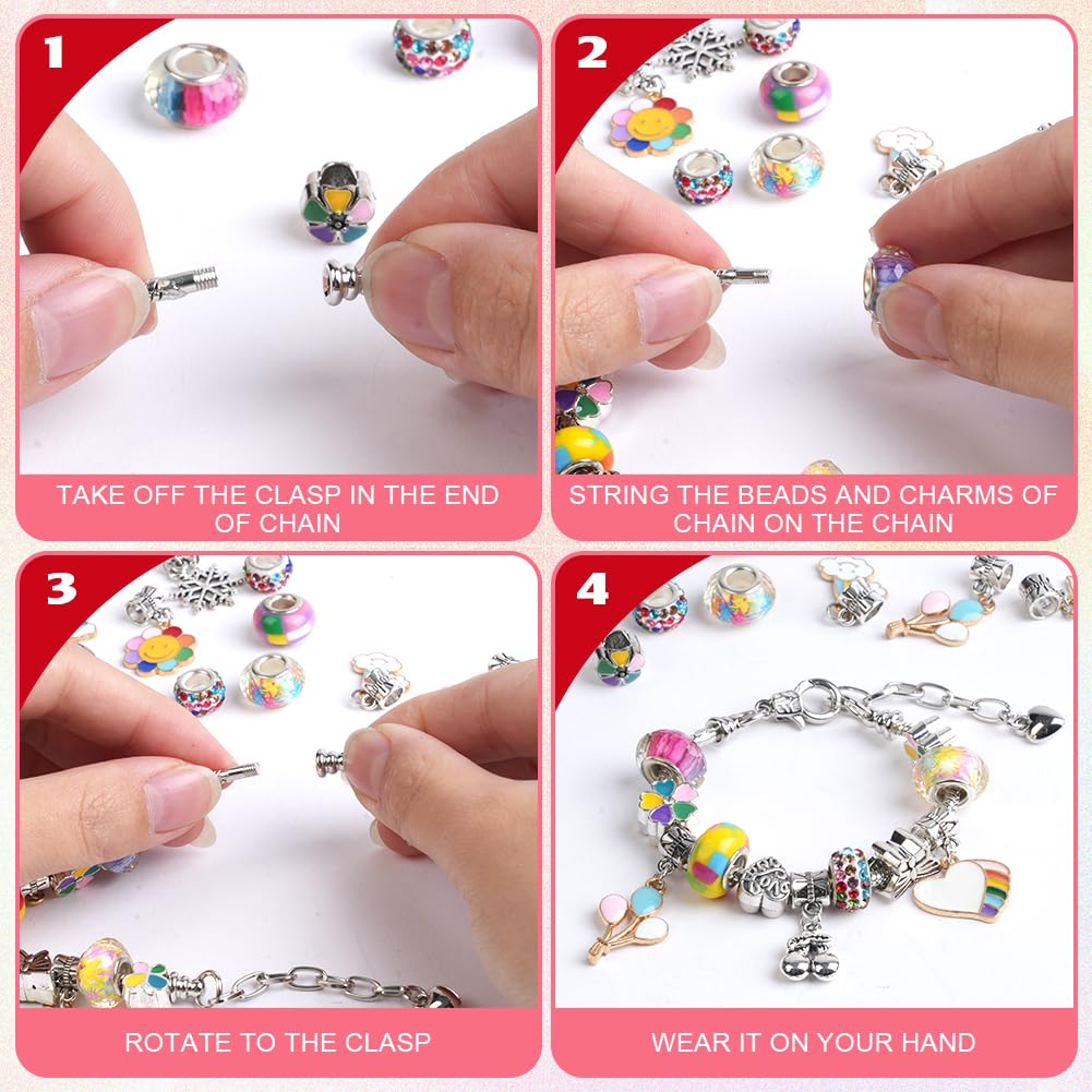 AUAUY Charm Bracelet Making Kit, 66pcs Gifts for Women Bracelet Making Kit with Box Jewellery Making Kit - Image 4