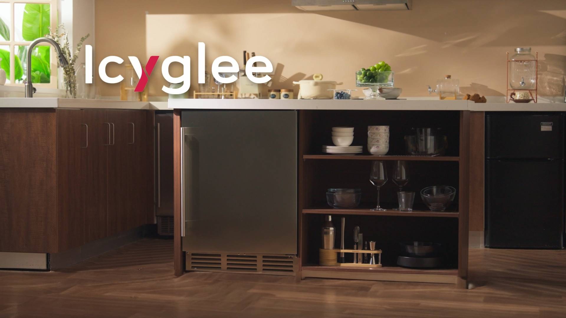 Image of Icyglee 24 Inch Beverage Refrigerator, 180 Cans Undercounter Beverage Fridge with Stainless Steel for Home and Patio Use, Outdoor Refrigerator for Soda, Beer, Wine