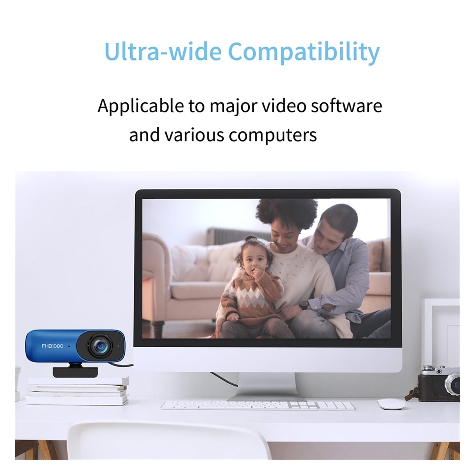 Webcam FHD 1080P 60FPS H.264 Webcam con messa a fuoco automatica con copertura for la privacy del microfono for desktop PC portatile Riunione Streaming Web Camera USB(C90 1080P)