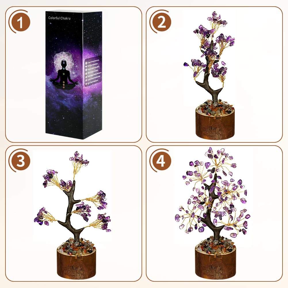 Vicloon Ametista Albero della Vita, Albero di Cristallo, Cristalli Curativi, Fengshui Ornamento, Guarigione Meditazione Reiki Portafortuna Regalo, Home Office Decorazione