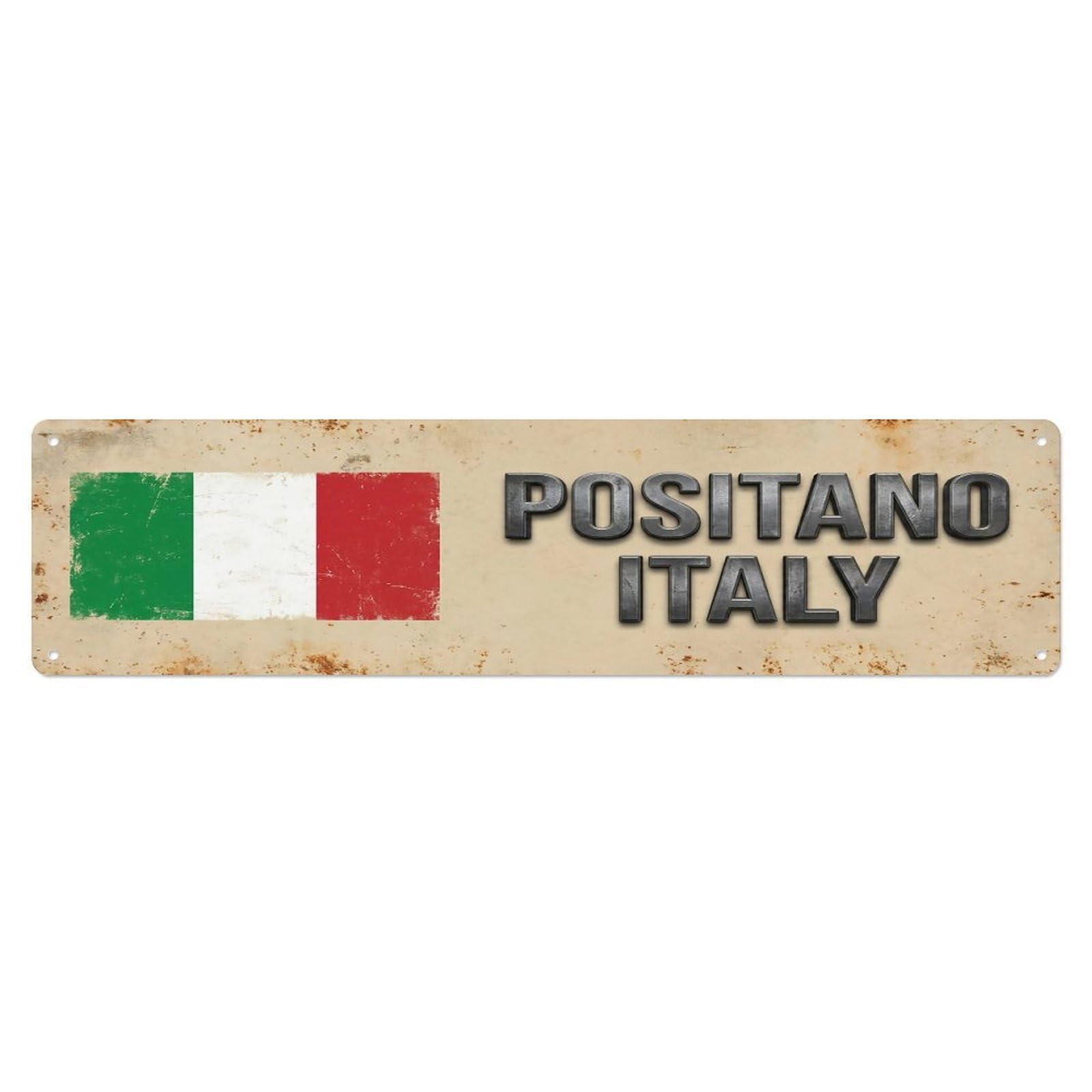 Vintage Positano Italy Flag Decor Rustic Travel Metal Tin Sign