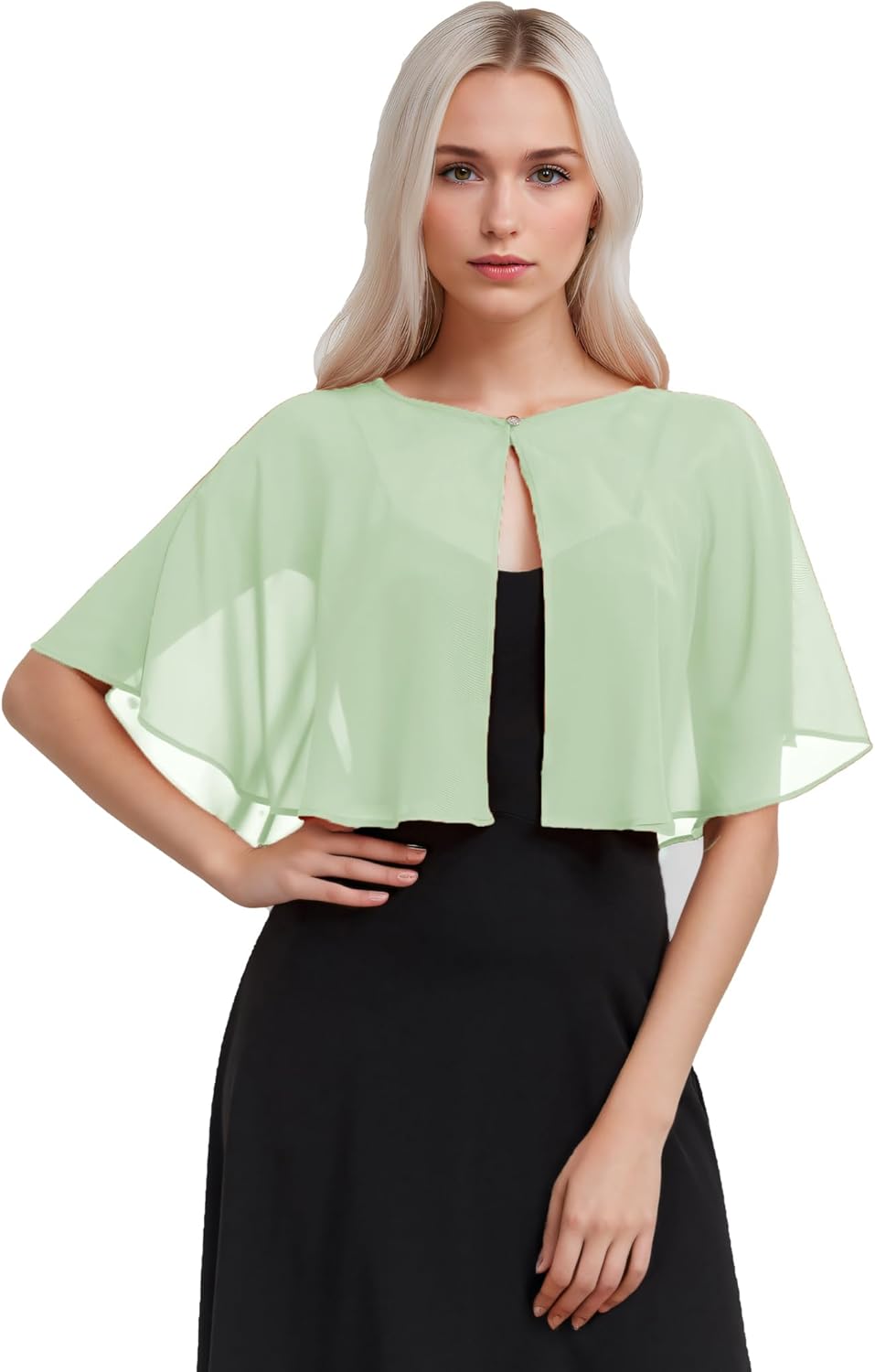 TONGFANTFL Women's Soft Chiffon Capelets Shawls and Wraps for Evening Wedding Cape Bole Cover Up