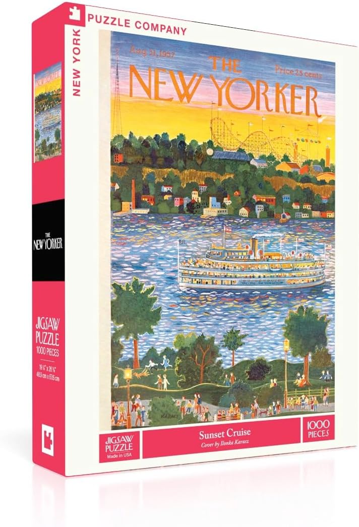 New York Puzzle Company - New Yorker Sunset Cruise - 1000 Piece Jigsaw Puzzle for Adults by Ilonka Karasz