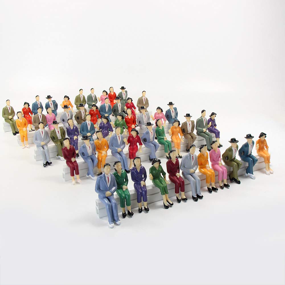 Evemodel Lot de 48 figurines de train assis à l'échelle G 1:25 - Personnes assises peintes - 4 poses