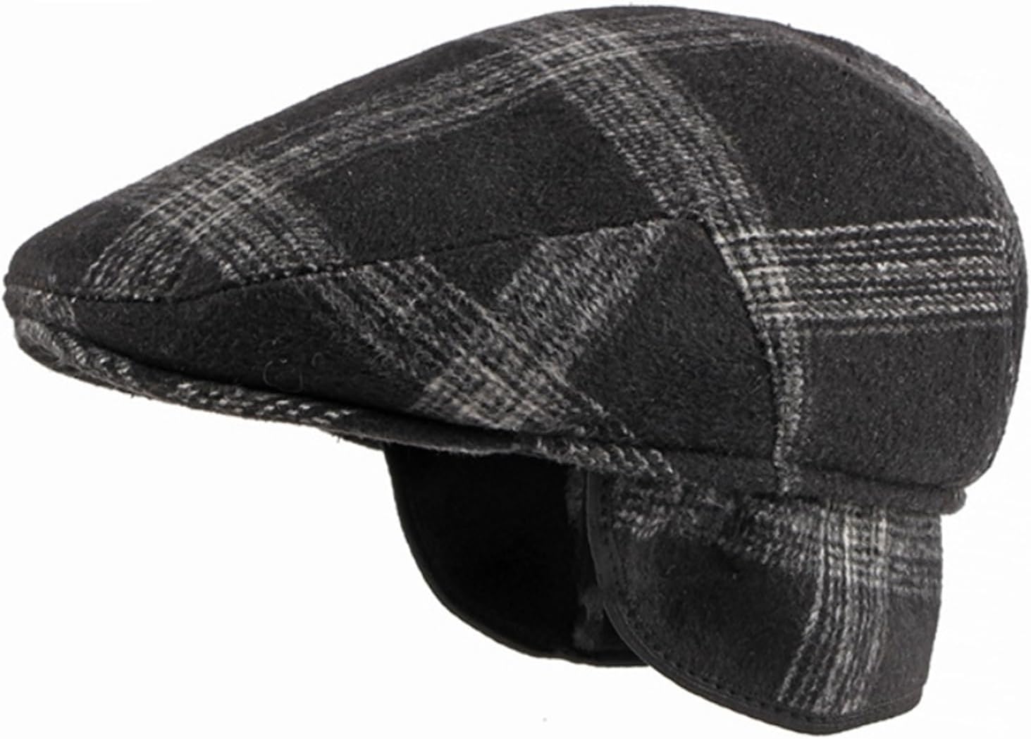 Beret Cap Warm Autumn Winter Hat Men Vintage Plaid Earflap Male Artist Painter Wool Ivy Flat Berets Outdoor Sports