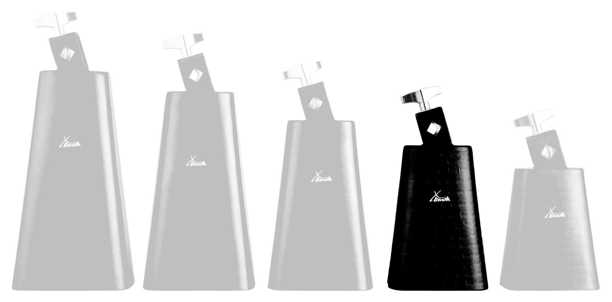 XDrum HCB-5 Cowbell - Campana da 5" con lunghezza di 20 cm per batteria e percussioni - Campana in acciaio - Montabile su batteria - Nero