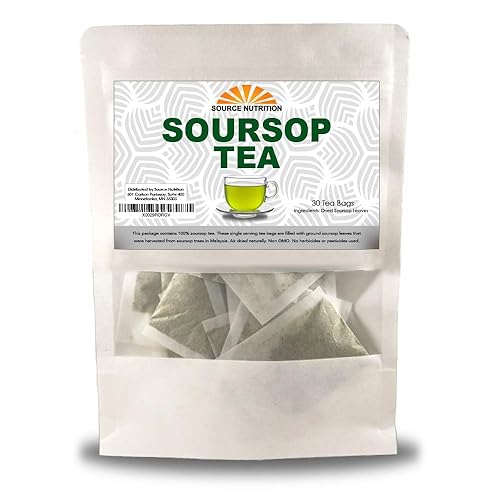 Soursop Tea by Source Nutrition - Té de graviola puro, hojas cortadas y tamizadas, alto en acetogeninas - 30 bolsas de té con bolsa resellable (té