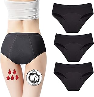 ZVZK Period Panties Heavy Flow Women Absorbent Leak Proof Panty Postpartum Pants Menstrual Underwear 3 Pack (S