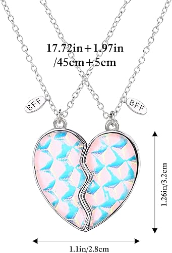 Miniatura 5 de MJartoria Collar BFF para 2 personas Collar con colgante de corazón a juego para mejores amigos para siempre, lindo regalo para el mejor amigo