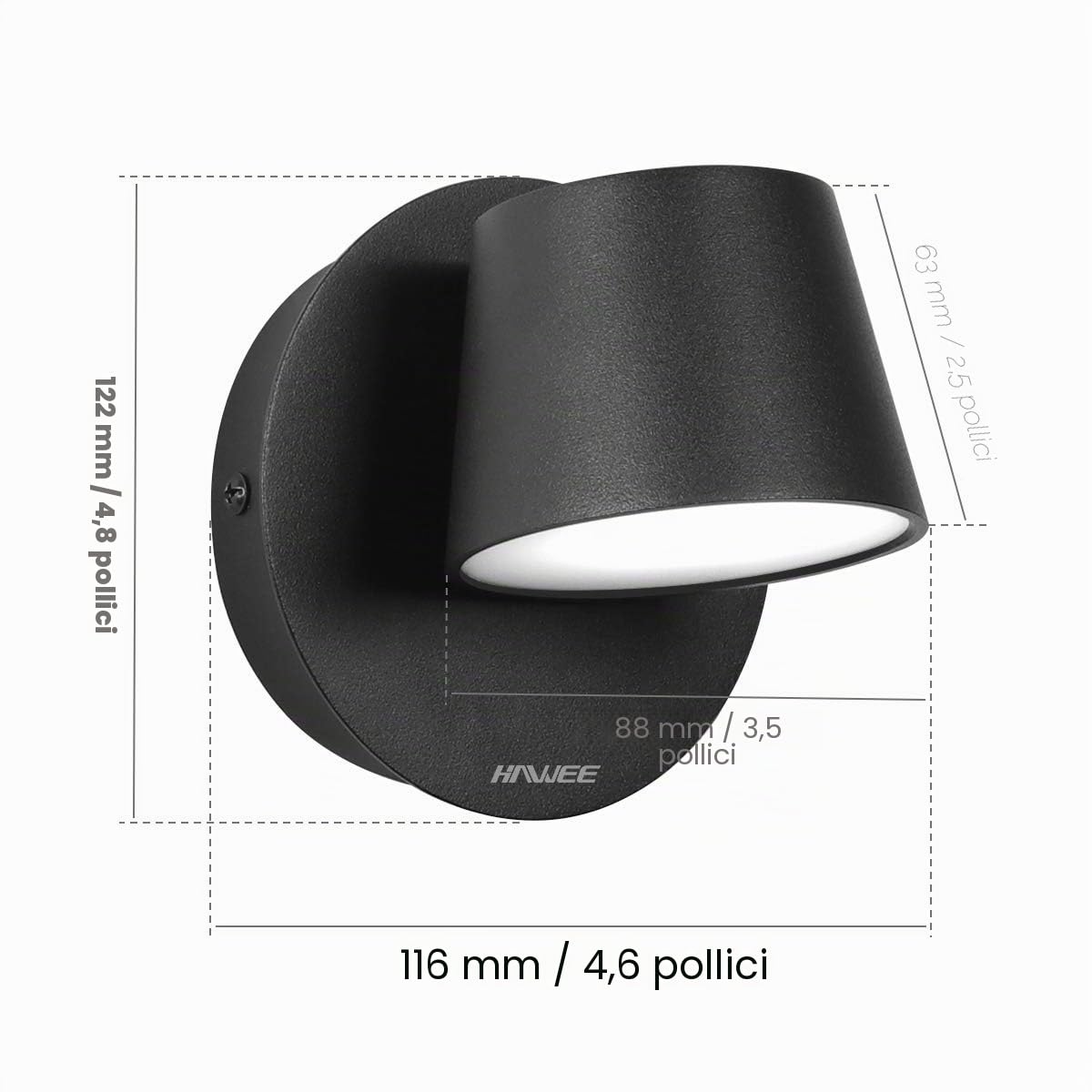 Moderna Applique da Parete LED Lampada da Lettura da Parete | Faretto da Parete LED Lampada da Parete, 350° Orientabile, Stile Nordico, per Camera da Letto Soggiorno Corridoio Scale