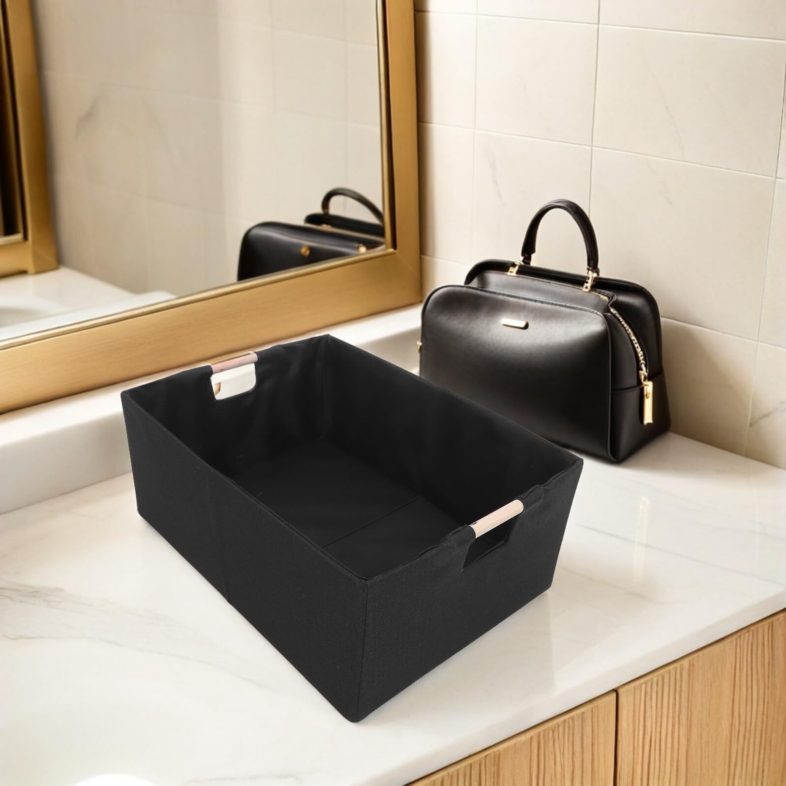 Ipetboom 2 Stück 2 Stück Faltbare Stoff Aufbewahrungskörbe mit Griff 42x31x17cm Rechteckige Aufbewahrungsboxen zur Organisation von Kleiderschrank Regal und Kinderzimmer