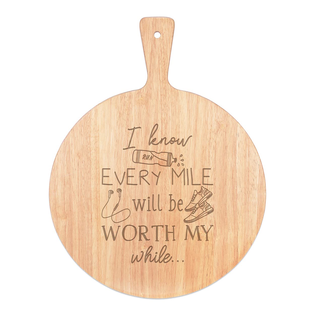 Plateau pizza rond en bois 45x34cm avec poignée pratique pour service