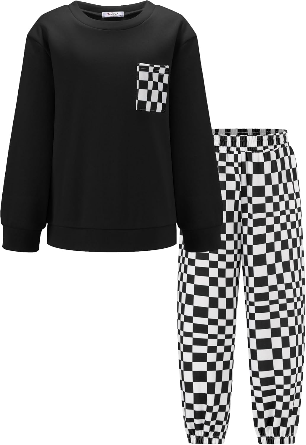 Arshiner Boys Fleece Colorblock Sweatshirt & Pants Outfit Set Fall Winter Clothes Toddler to Big Kid Sizes (2~12 Years)