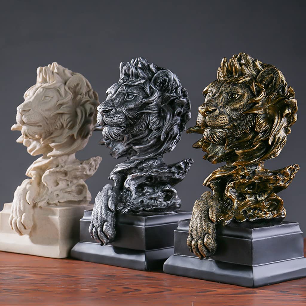 Decoración del hogar Estatuas de león Esculturas artesanales de Resina Sala de Estar Oficina Dormitorio Cocina Apartamento Bar Decoración Adornos geométricos Personalizados par