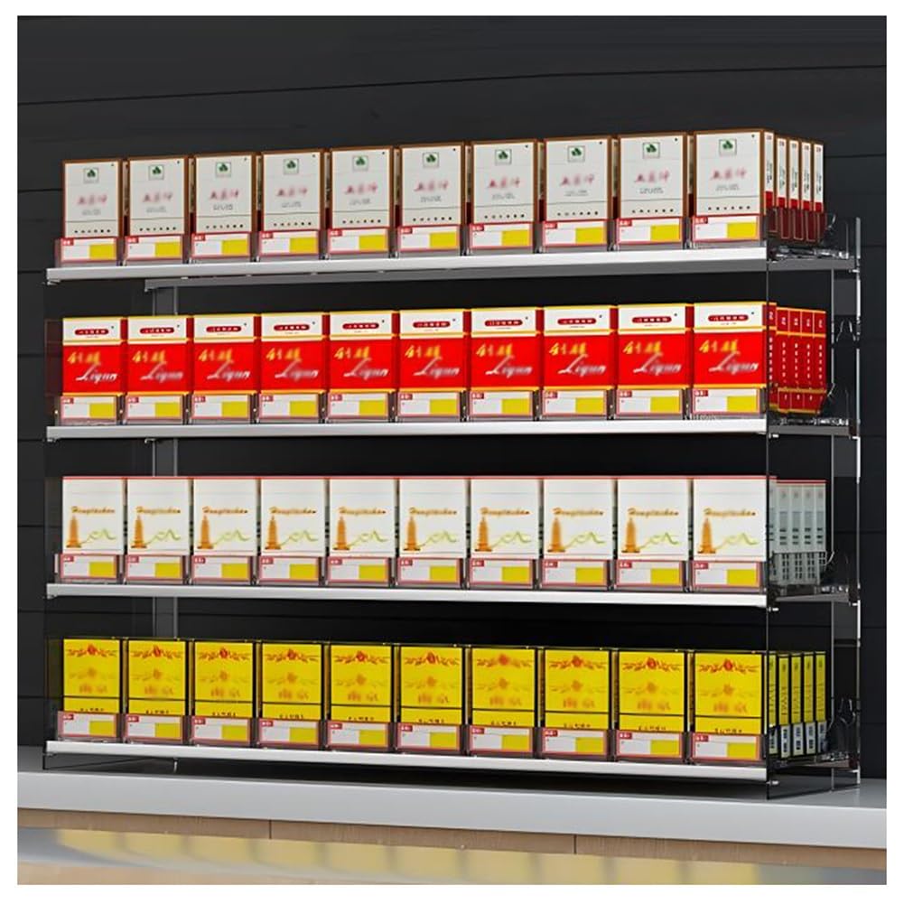Étagère à cigarettes murale avec pousse-cigarette automatique pour magasin